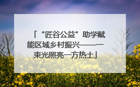 “匠谷公益”助学赋能区域乡村振兴——一束光照亮一方热土
