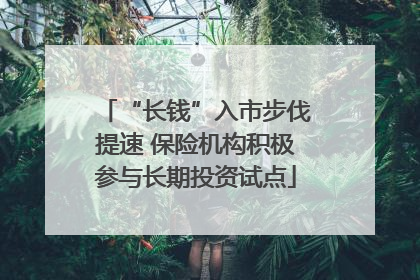 “长钱”入市步伐提速 保险机构积极参与长期投资试点