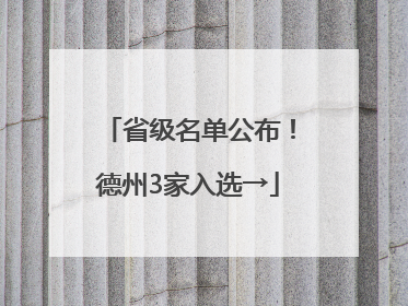 省级名单公布！德州3家入选→
