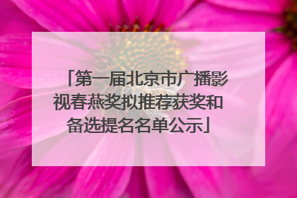 第一届北京市广播影视春燕奖拟推荐获奖和备选提名名单公示