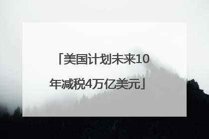 美国计划未来10年减税4万亿美元