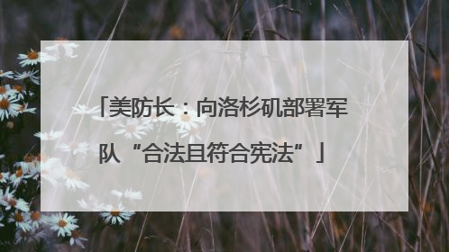 美防长：向洛杉矶部署军队“合法且符合宪法”