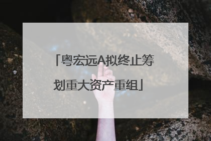 粤宏远A拟终止筹划重大资产重组