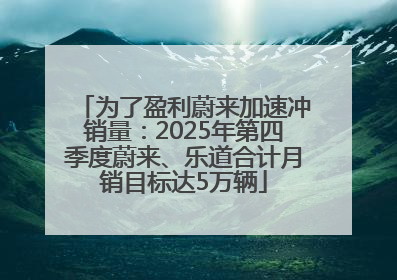 为了盈利蔚来加速冲销量：2025年第四季度蔚来、乐道合计月销目标达5万辆