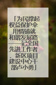 为民撑起权益保护伞 用情铺就和谐发展路——记全国先进工作者、新区项目建设中心干部卢小勇