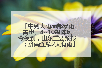 中到大雨局部暴雨、雷电、8~10级阵风今夜到，山东重要预报；济南连续2天有雨