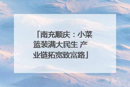 南充顺庆：小菜篮装满大民生 产业链拓宽致富路