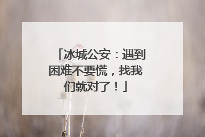 冰城公安：遇到困难不要慌，找我们就对了！