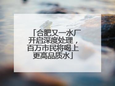 合肥又一水厂开启深度处理，百万市民将喝上更高品质水