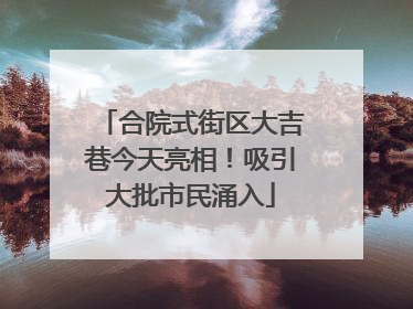 合院式街区大吉巷今天亮相！吸引大批市民涌入