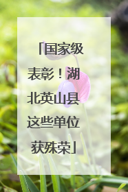 国家级表彰！湖北英山县这些单位获殊荣