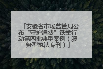 安徽省市场监管局公布“守护消费”铁拳行动第四批典型案例（服务型执法专刊）