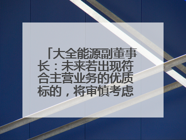 大全能源副董事长：未来若出现符合主营业务的优质标的，将审慎考虑并购机会