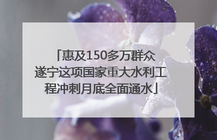 惠及150多万群众 遂宁这项国家重大水利工程冲刺月底全面通水