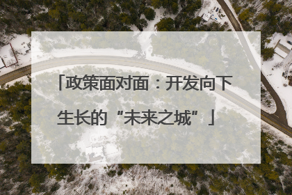 政策面对面：开发向下生长的“未来之城”