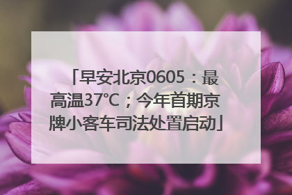 早安北京0605：最高温37℃；今年首期京牌小客车司法处置启动