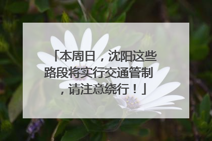 本周日，沈阳这些路段将实行交通管制，请注意绕行！