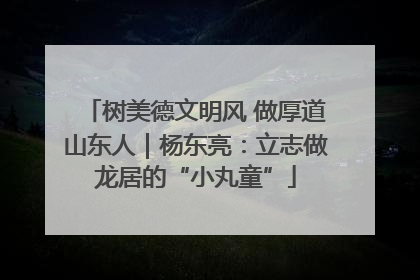 树美德文明风 做厚道山东人｜杨东亮：立志做龙居的“小丸童”