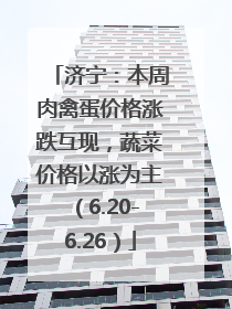济宁：本周肉禽蛋价格涨跌互现，蔬菜价格以涨为主（6.20-6.26）