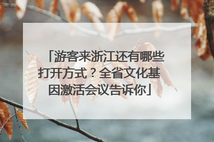 游客来浙江还有哪些打开方式？全省文化基因激活会议告诉你