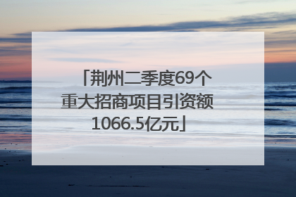 荆州二季度69个重大招商项目引资额1066.5亿元