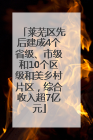 莱芜区先后建成4个省级、市级和10个区级和美乡村片区，综合收入超7亿元
