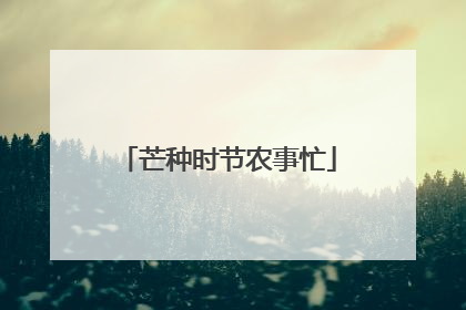 芒种时节农事忙