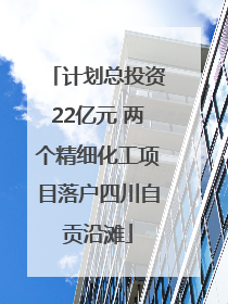 计划总投资22亿元 两个精细化工项目落户四川自贡沿滩