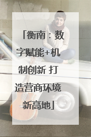 衡南：数字赋能+机制创新 打造营商环境新高地