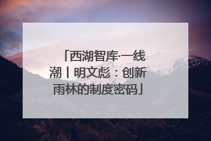 西湖智库·一线潮丨明文彪：创新雨林的制度密码
