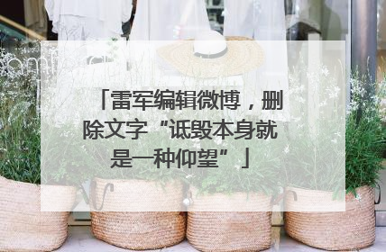雷军编辑微博，删除文字“诋毁本身就是一种仰望”