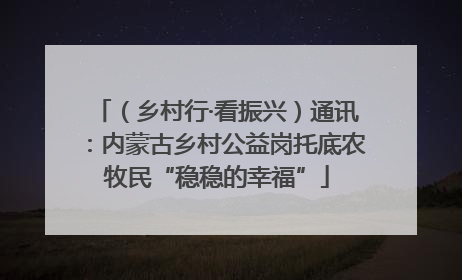 （乡村行·看振兴）通讯：内蒙古乡村公益岗托底农牧民“稳稳的幸福”