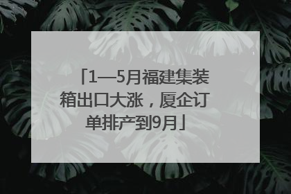 1—5月福建集装箱出口大涨，厦企订单排产到9月